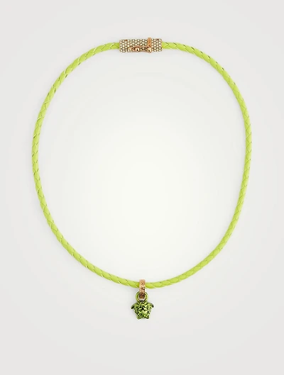 Medusa Head Leather Embellished Necklace