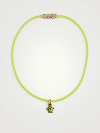 Medusa Head Leather Embellished Necklace