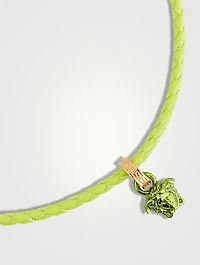 Medusa Head Leather Embellished Necklace
