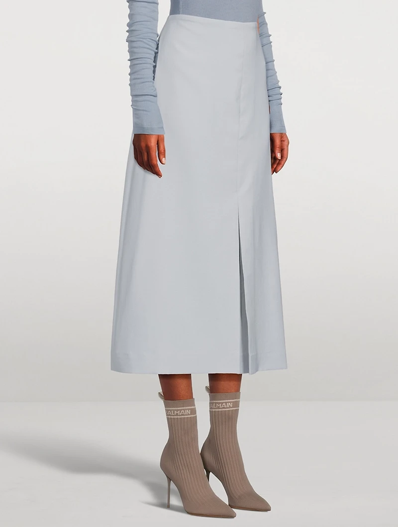Strike Wool And Silk Midi Skirt