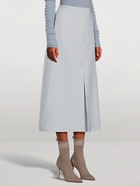 Strike Wool And Silk Midi Skirt