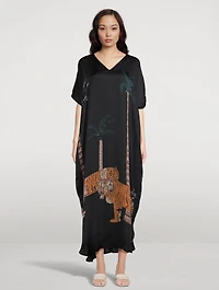 Xim Long Kaftan Tiger Print