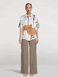 Aries Short-Sleeve Shirt Tiger Print