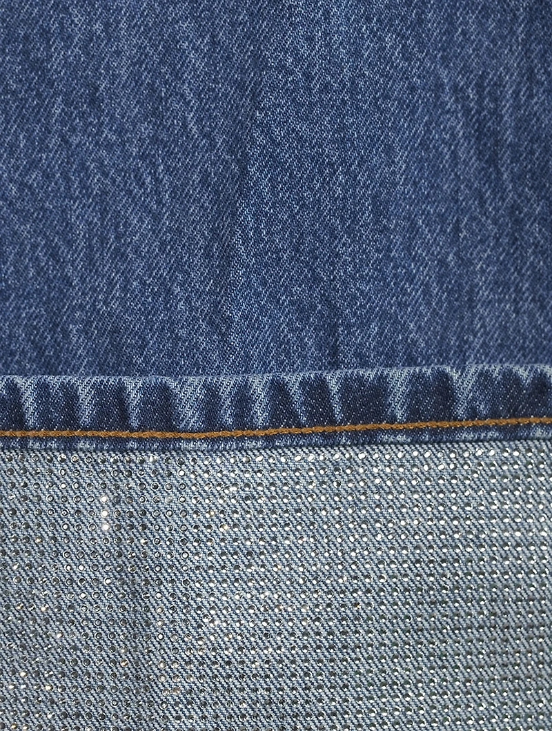 Crystal-Cuff Wide-Leg Jeans