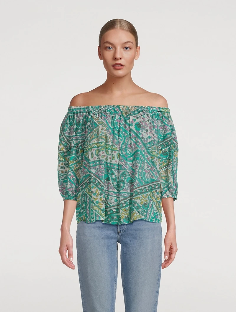 Fenji Printed Off-The-Shoulder Top