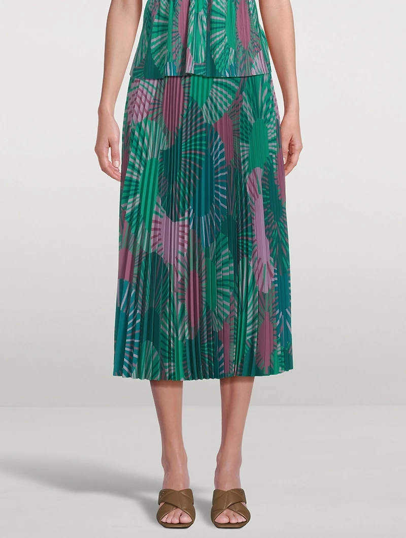 Neo Pleated Maxi Skirt Fern Print