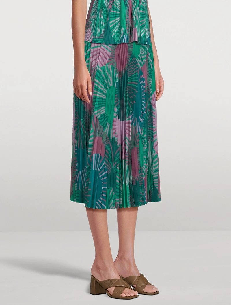 Neo Pleated Maxi Skirt Fern Print