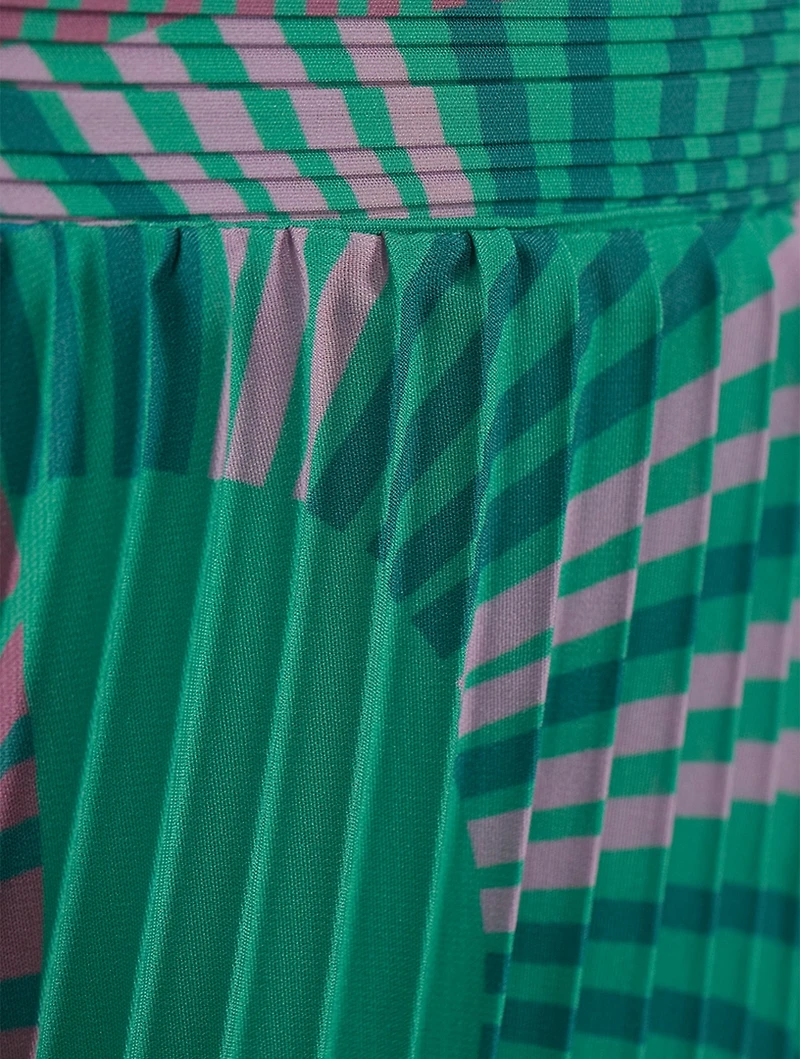 Neo Pleated Maxi Skirt Fern Print