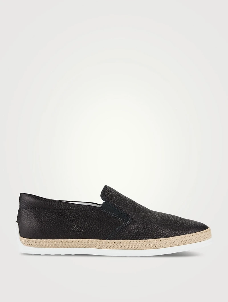 Leather Slip-On Espadrille Shoes