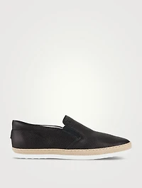 Leather Slip-On Espadrille Shoes