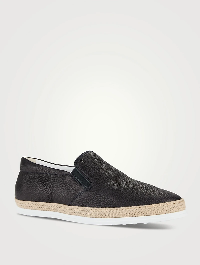 Leather Slip-On Espadrille Shoes