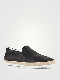 Leather Slip-On Espadrille Shoes