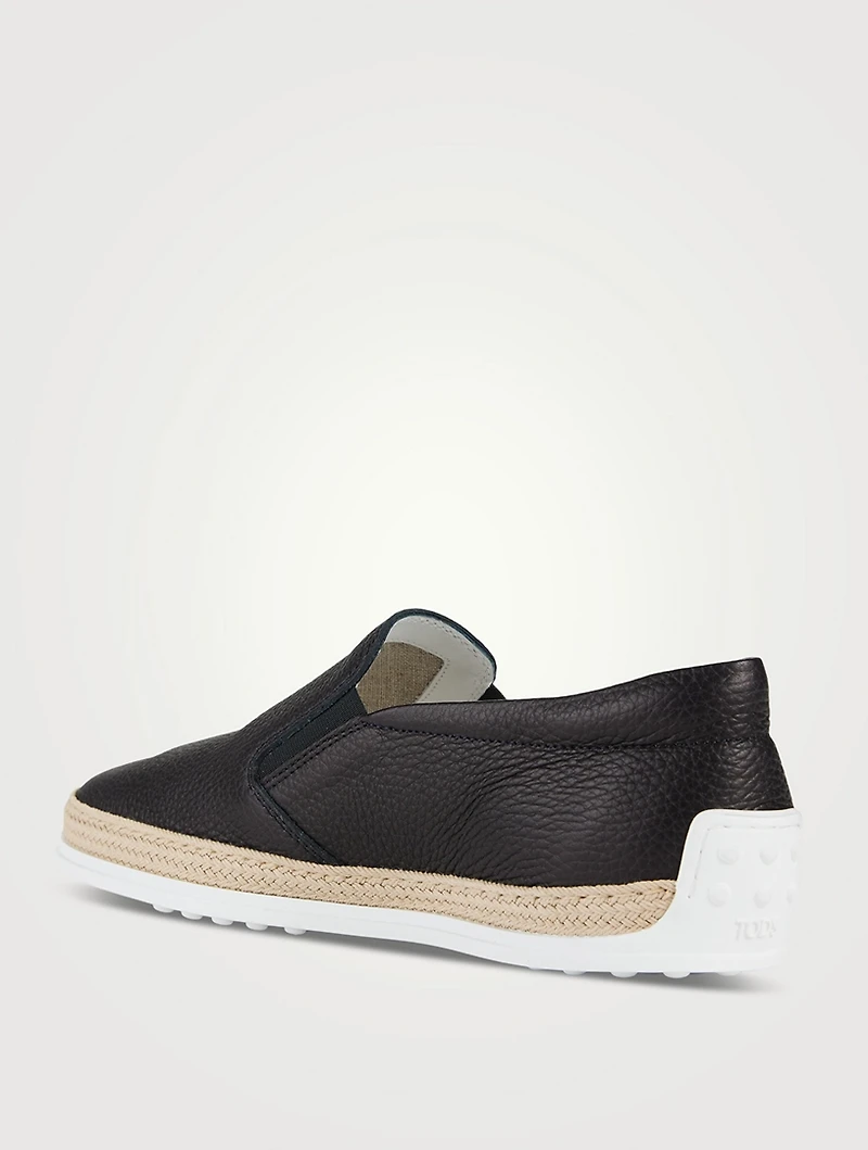 Leather Slip-On Espadrille Shoes