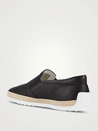 Leather Slip-On Espadrille Shoes