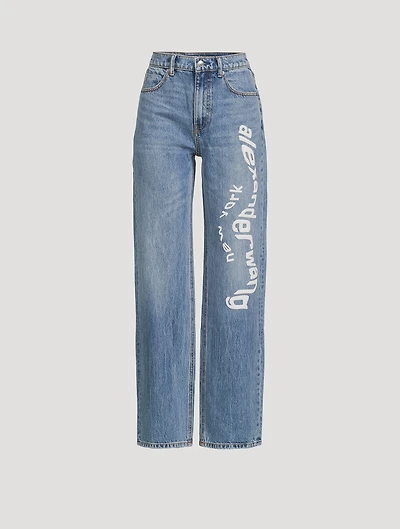 Mid-Rise Relaxed Straight-Leg Jeans With Logo