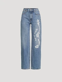 Mid-Rise Relaxed Straight-Leg Jeans With Logo