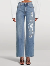 Mid-Rise Relaxed Straight-Leg Jeans With Logo
