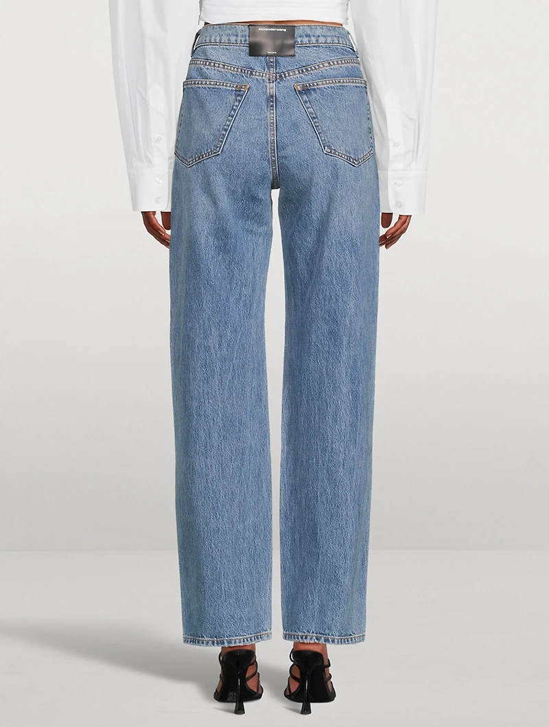 Mid-Rise Relaxed Straight-Leg Jeans With Logo