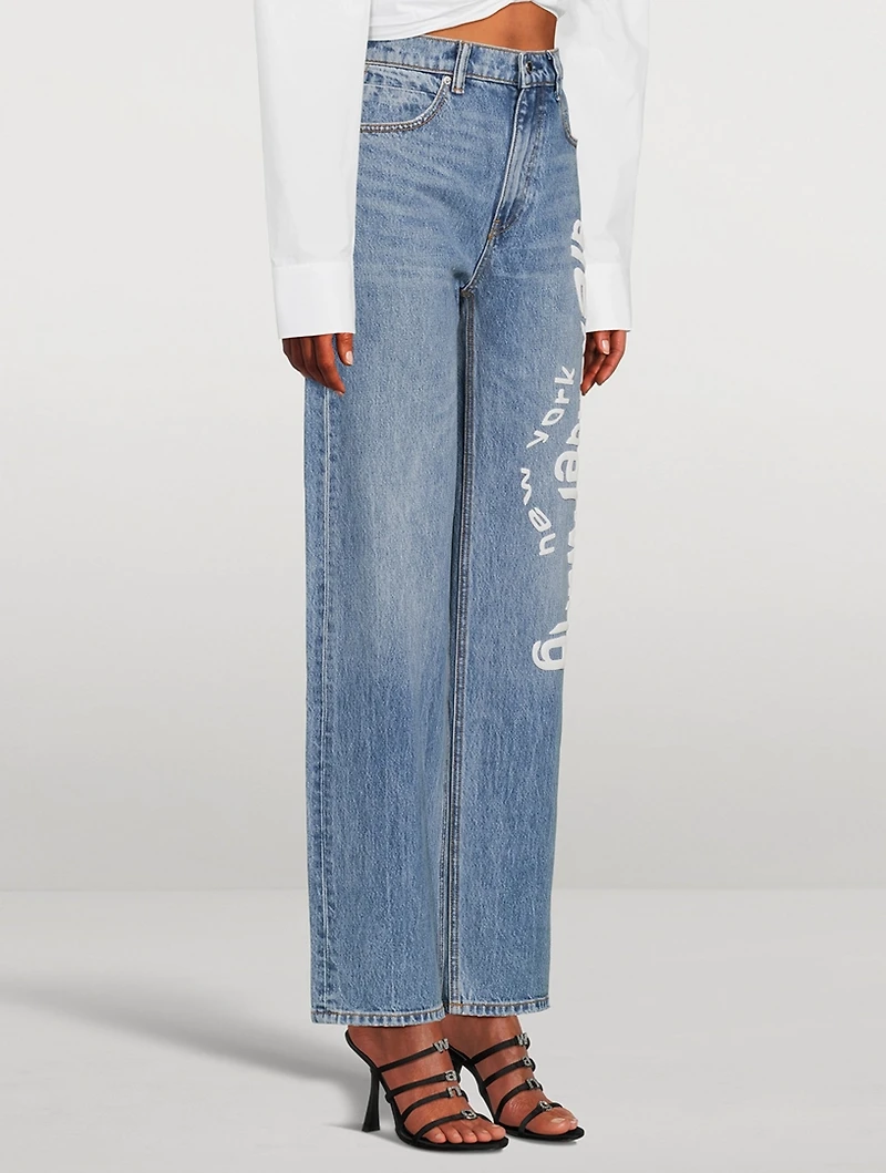 Mid-Rise Relaxed Straight-Leg Jeans With Logo