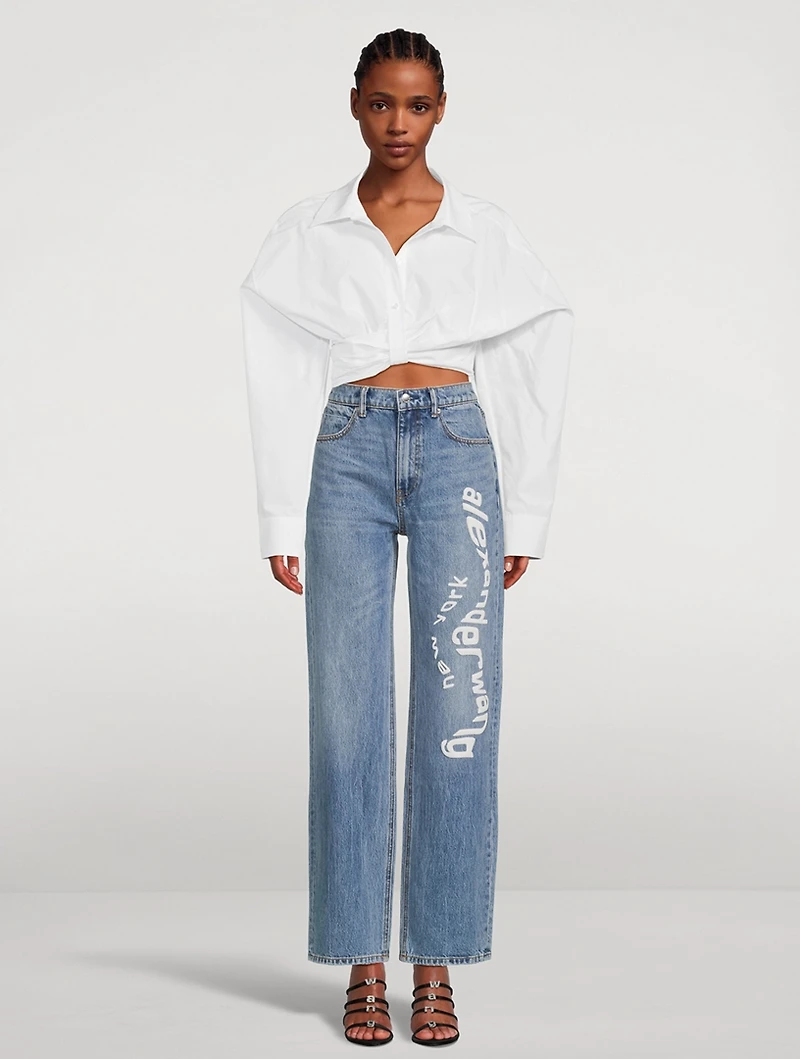 Mid-Rise Relaxed Straight-Leg Jeans With Logo