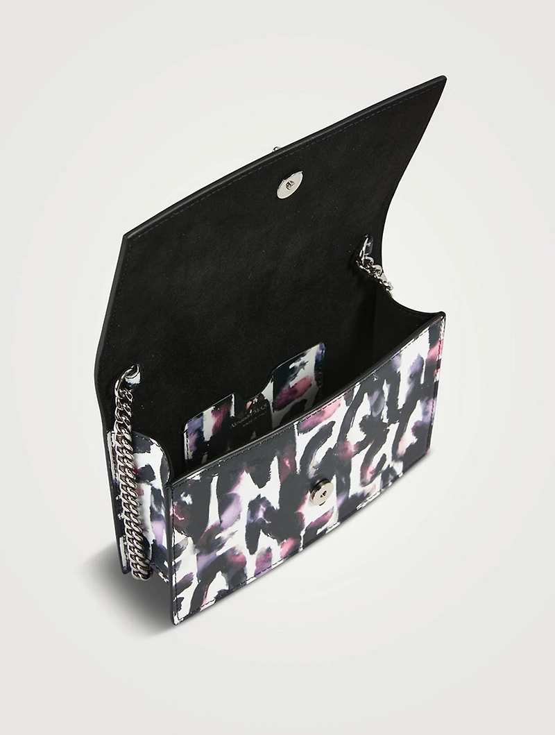 Small Skull Leather Bag In Watercolour Graffiti Print