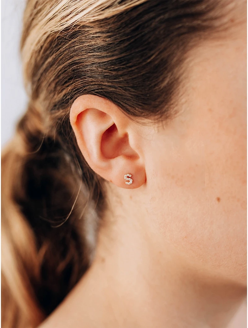 Love Letter Pavé Initial S Stud With Diamonds