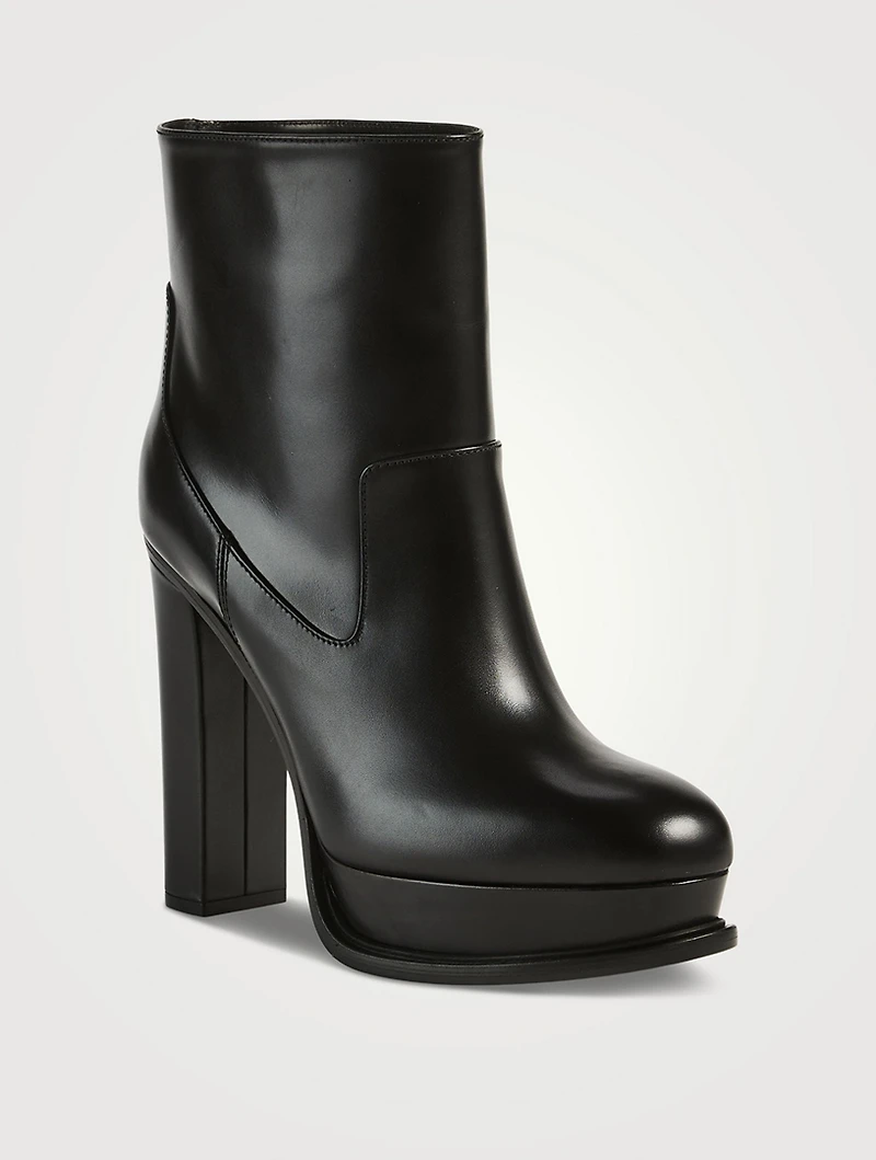 Leather Platform Ankle Boots