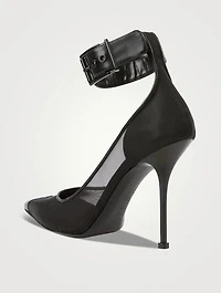 Punk Ankle-Cuff Mesh Pumps