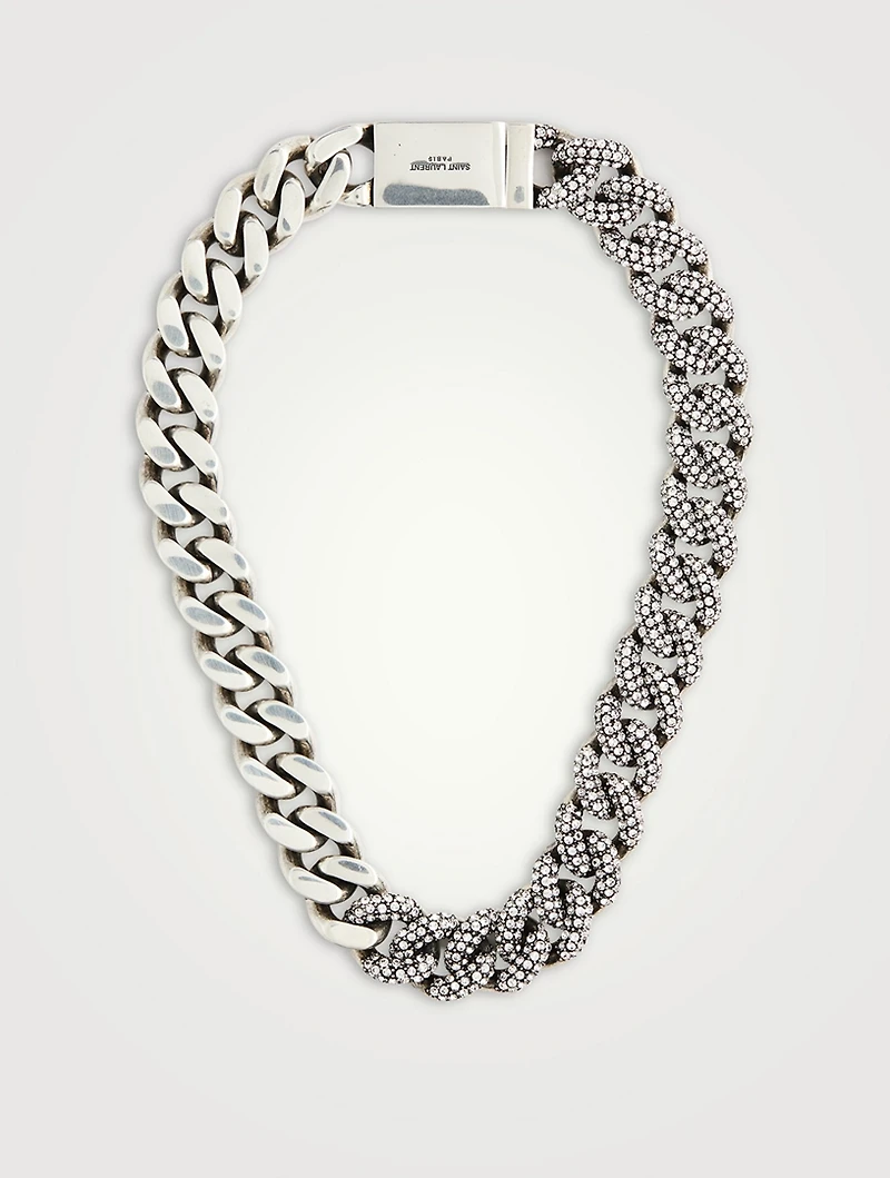 Curb Chain Necklace With Crystals