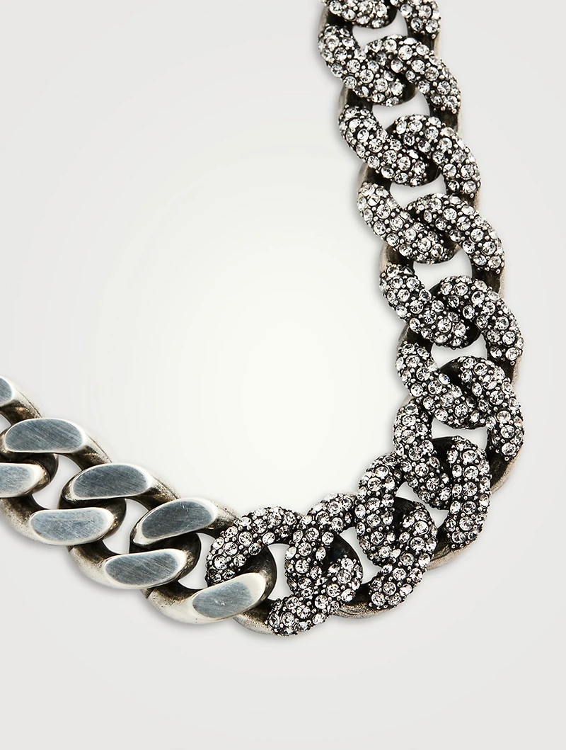 Curb Chain Necklace With Crystals