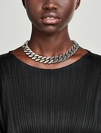 Curb Chain Necklace With Crystals