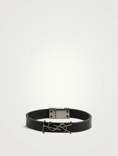 YSL Monogram Leather Strap Bracelet