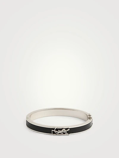YSL Monogram Leather Bangle Bracelet