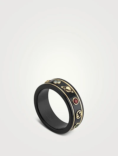 Saturn Icon Thin Band Ring