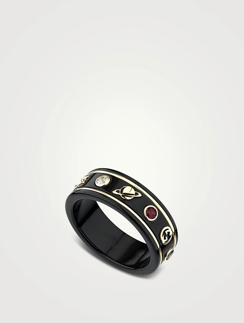 Saturn Icon Thin Band Ring