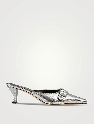Evelyn Metallic Leather Mules
