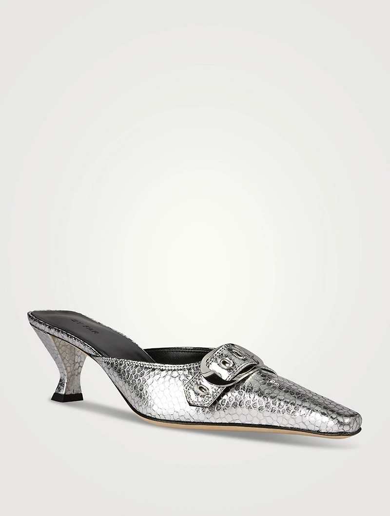 Evelyn Metallic Leather Mules