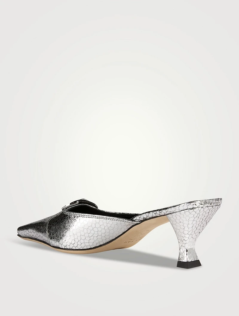 Evelyn Metallic Leather Mules
