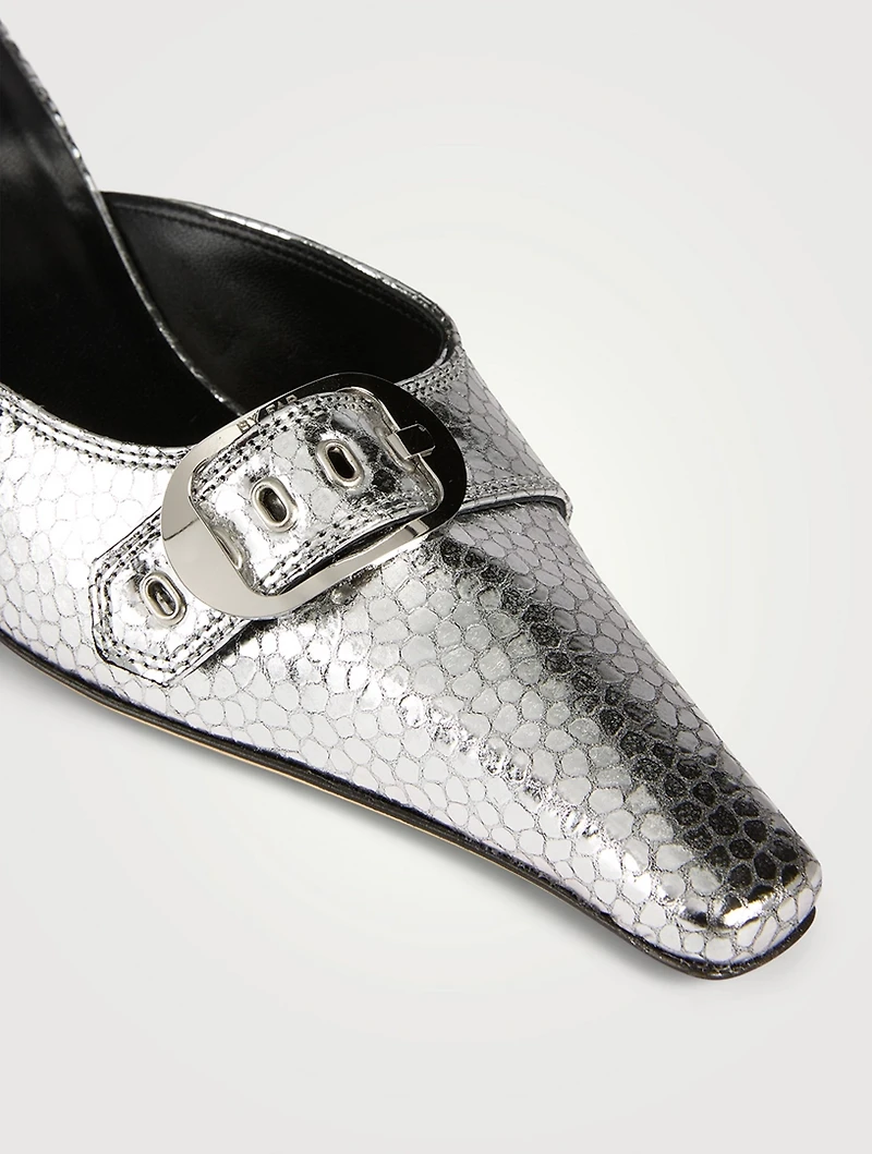 Evelyn Metallic Leather Mules
