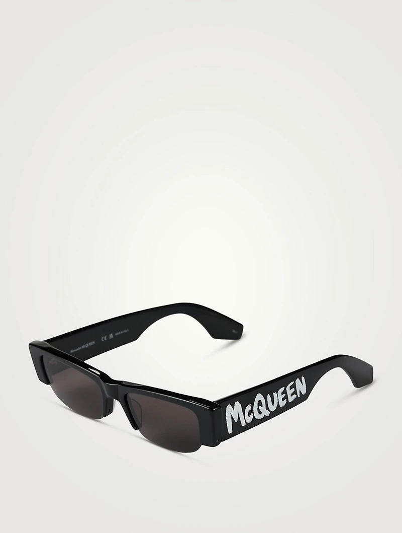 Rectangular Sunglasses With Graffiti Logo
