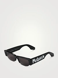 Rectangular Sunglasses With Graffiti Logo