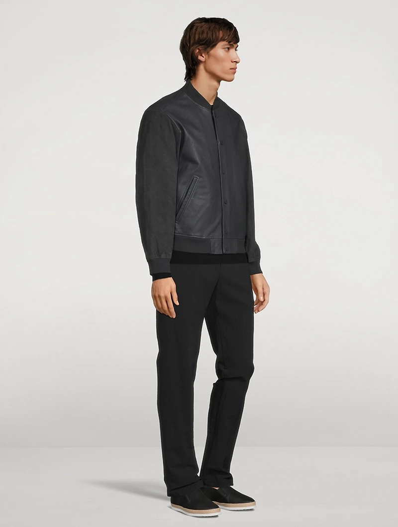 Leather And Suede Varsity Jacket