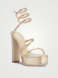 Cleo Crystal Satin Platform Sandals