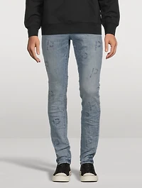 Skinny Jeans With Plaid Embroidery