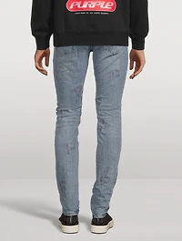 Skinny Jeans With Plaid Embroidery