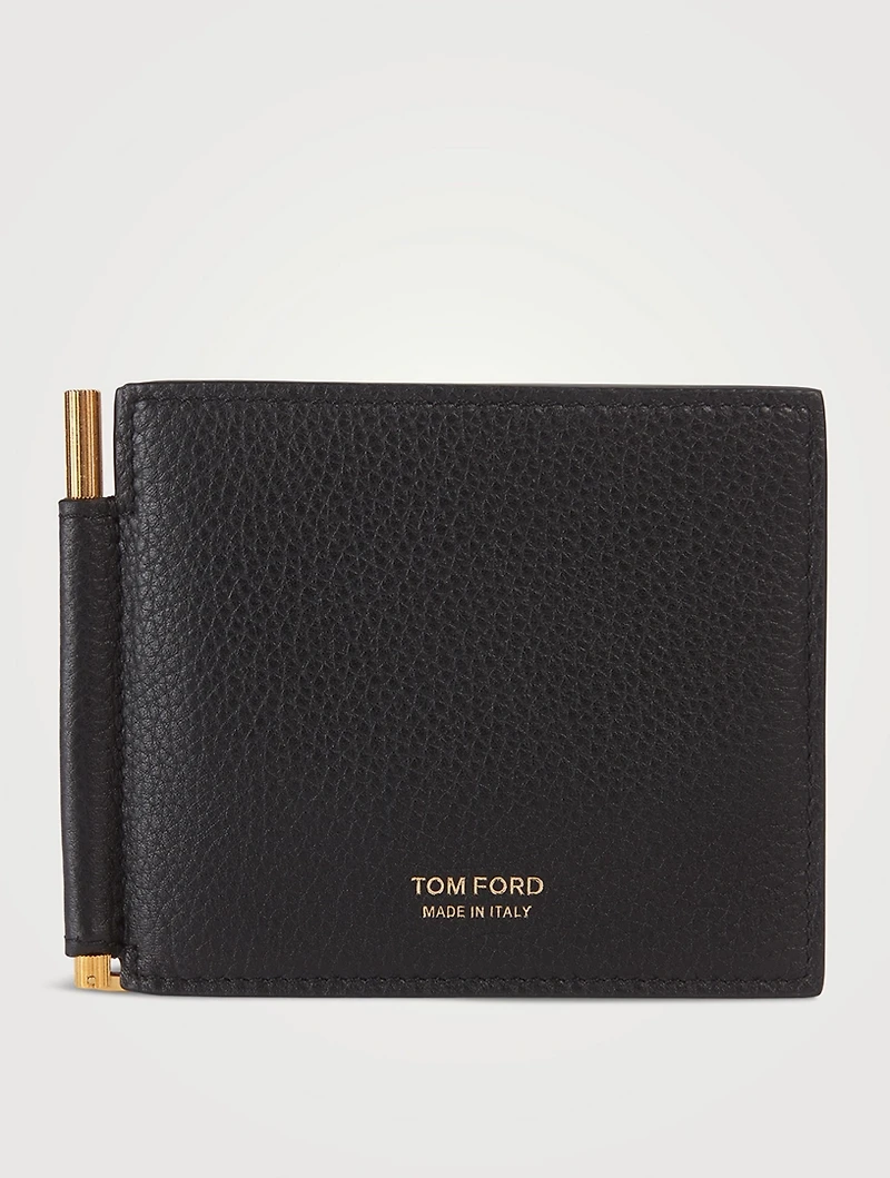 Grain Leather Money Clip Wallet
