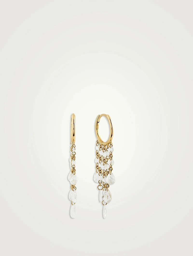 18K Gold Hoop Earrings With Pear Diamonds