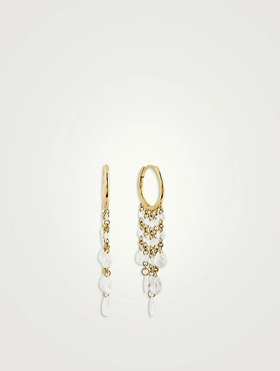 18K Gold Hoop Earrings With Pear Diamonds