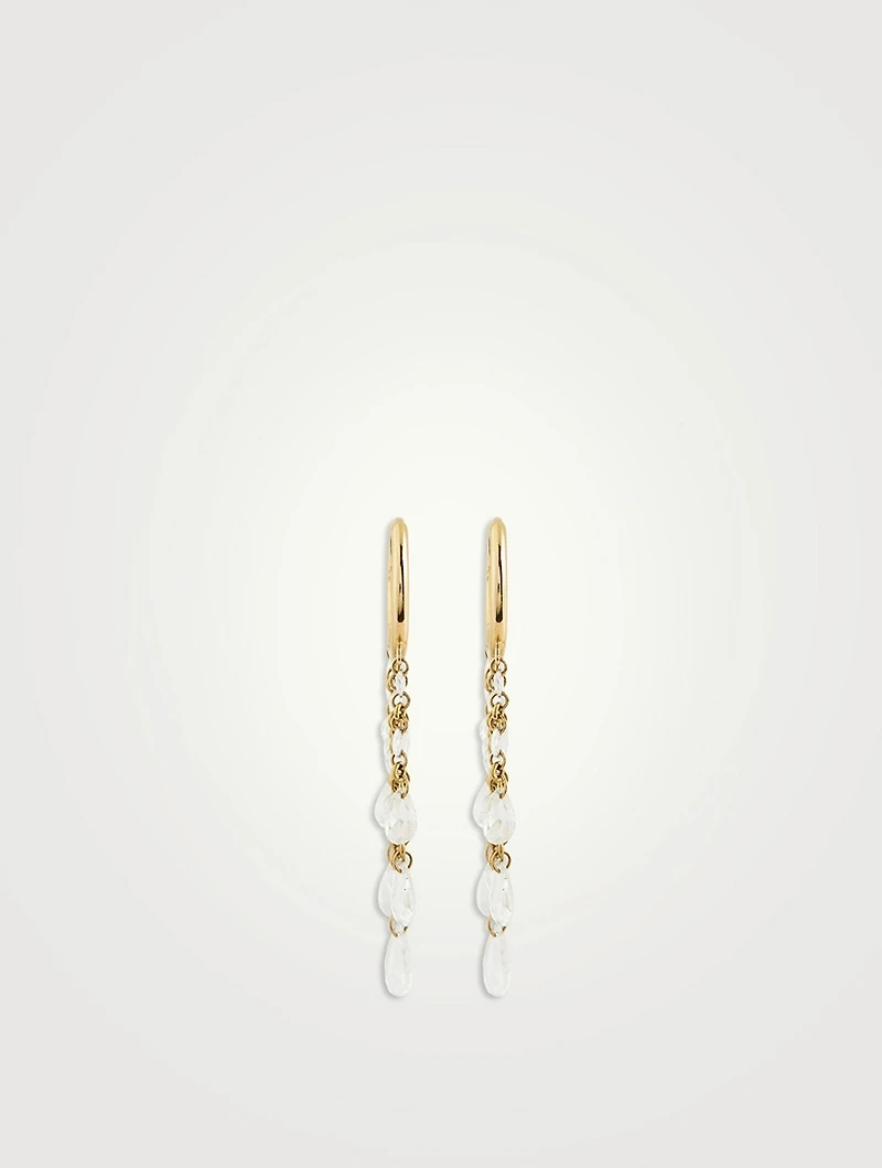 18K Gold Hoop Earrings With Pear Diamonds