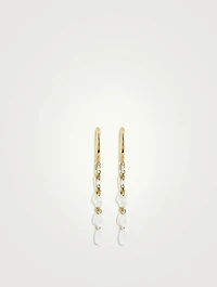 18K Gold Hoop Earrings With Pear Diamonds